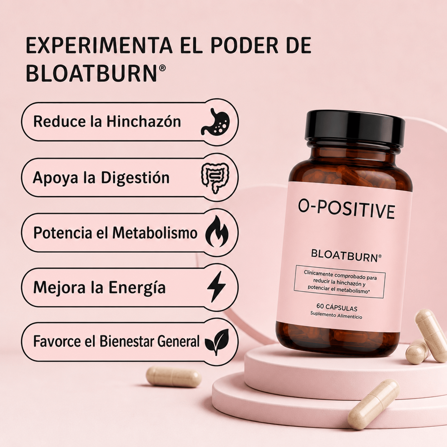 BloatBurn l O-Positive l Quemador de grasa - Reduce la grasa abdominal