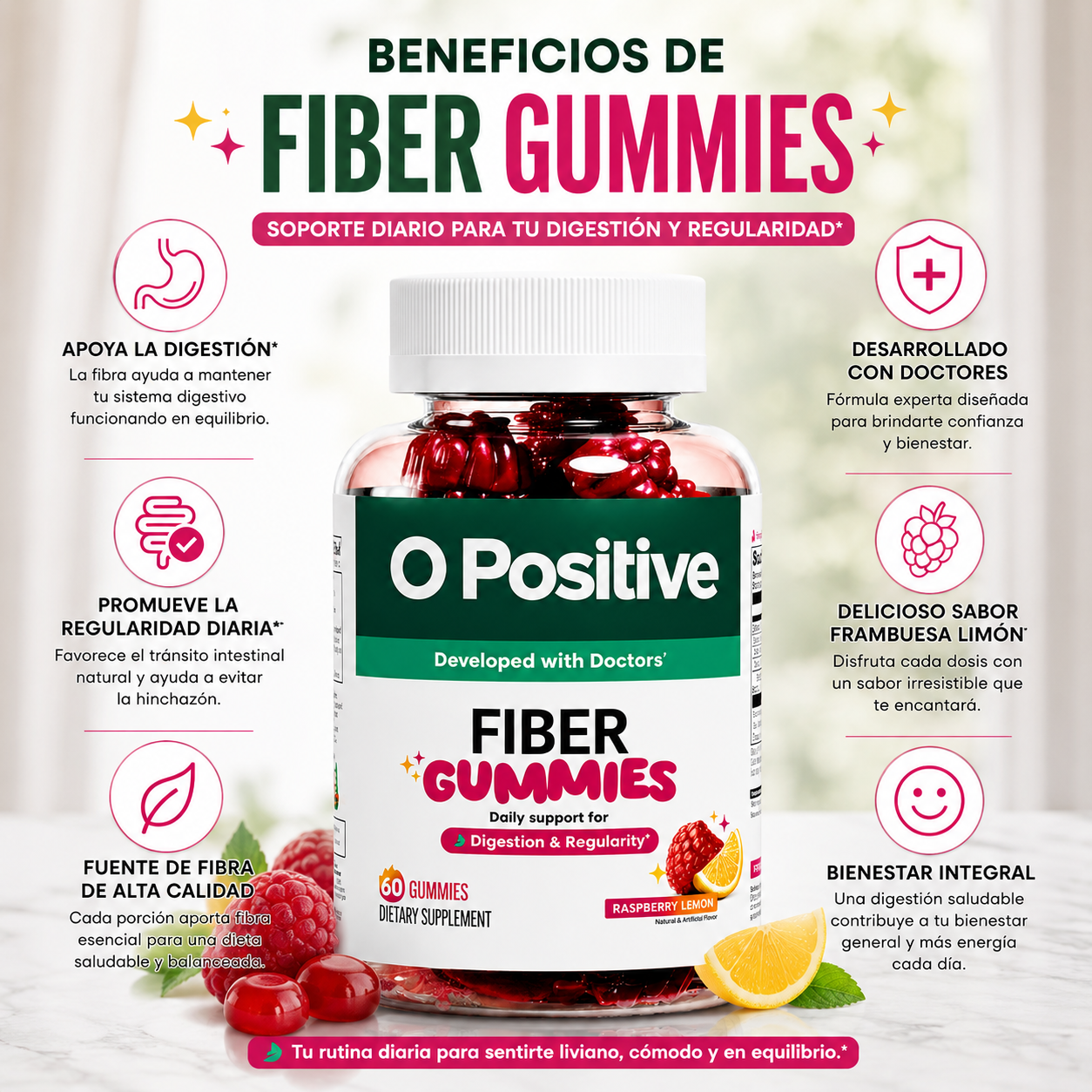 Fiber Gummies Prebióticas - Elimina la hinchazon