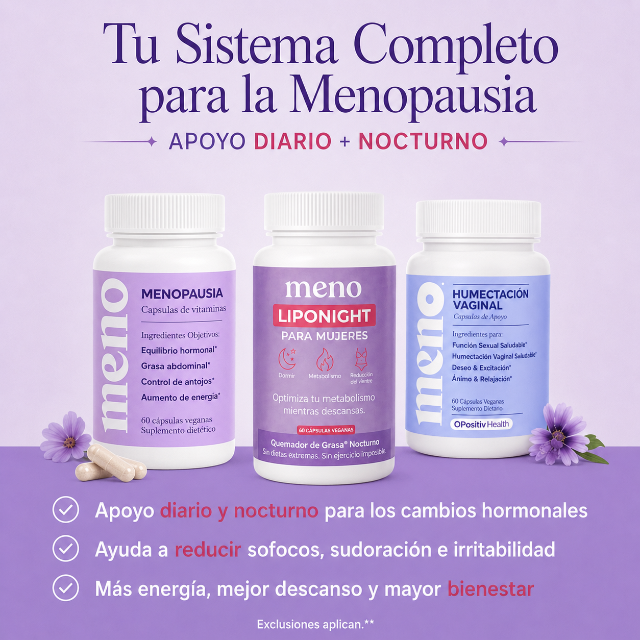 Pack Transformación Completa l MENO (cápsulas) + Liponight + Moisture