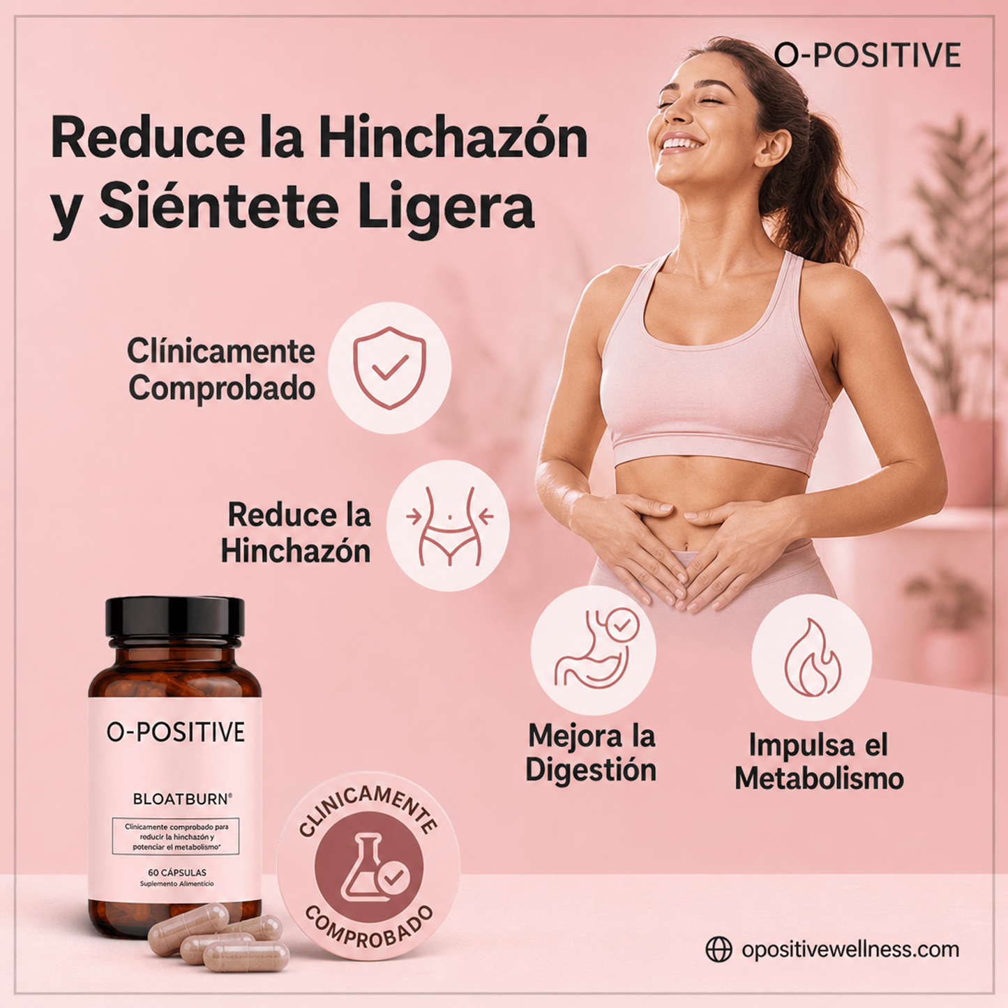 BloatBurn l O-Positive l Quemador de grasa - Reduce la grasa abdominal